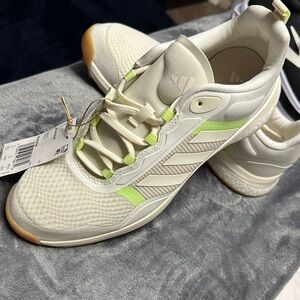 Adidas Women's Cream and Lime Sneakers